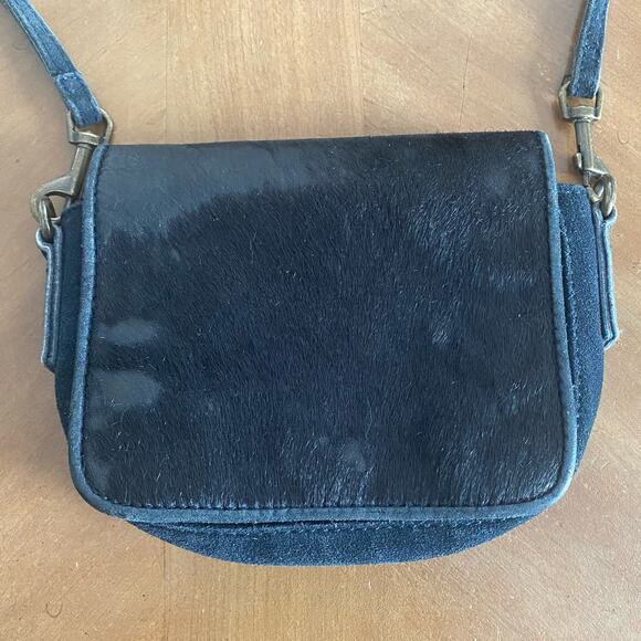Liebeskind Berlin Mini Crossbody Bag Black Suede Leather Calf Hair Boho Purse - Picture 11 of 11